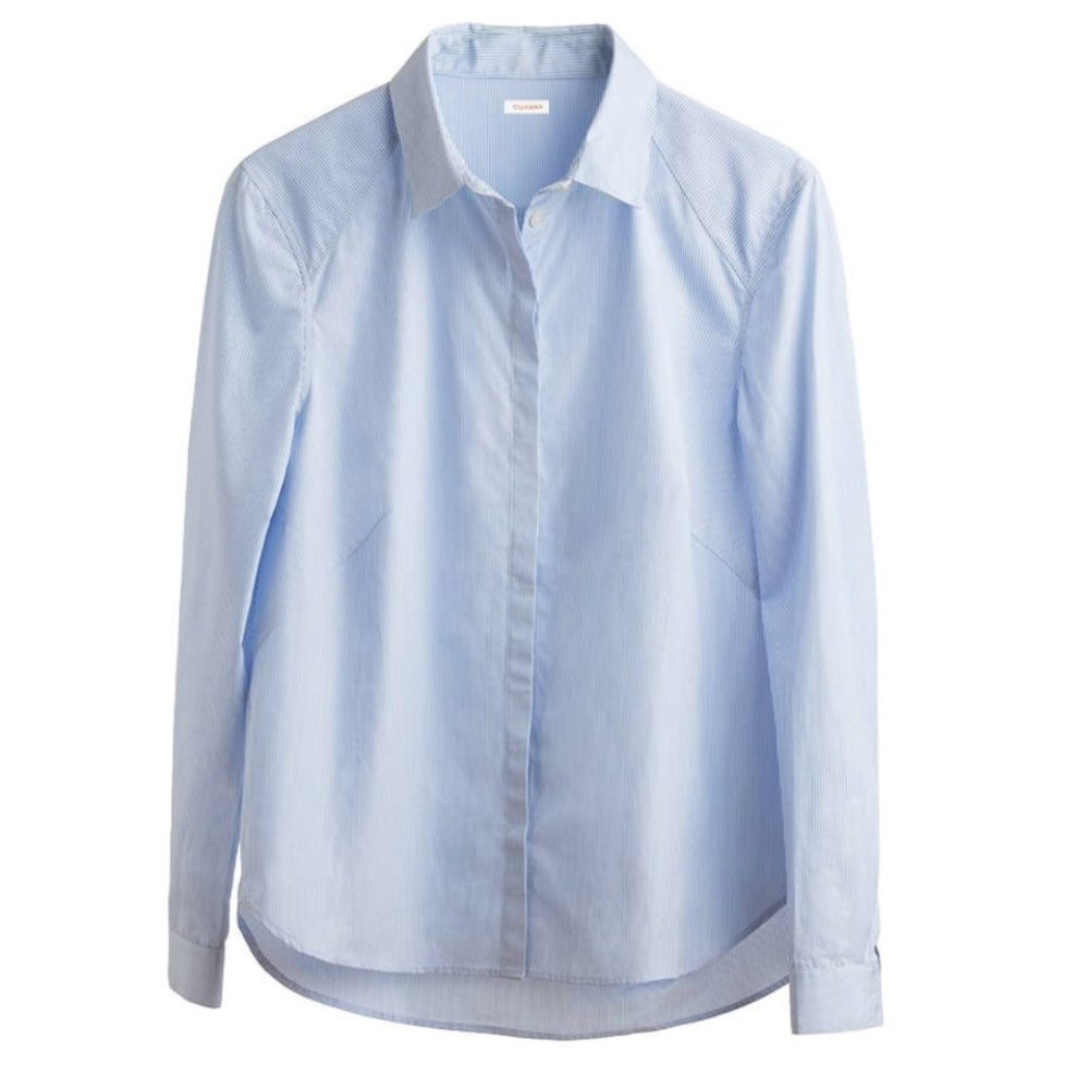 Poplin Pleat-Back Shirt